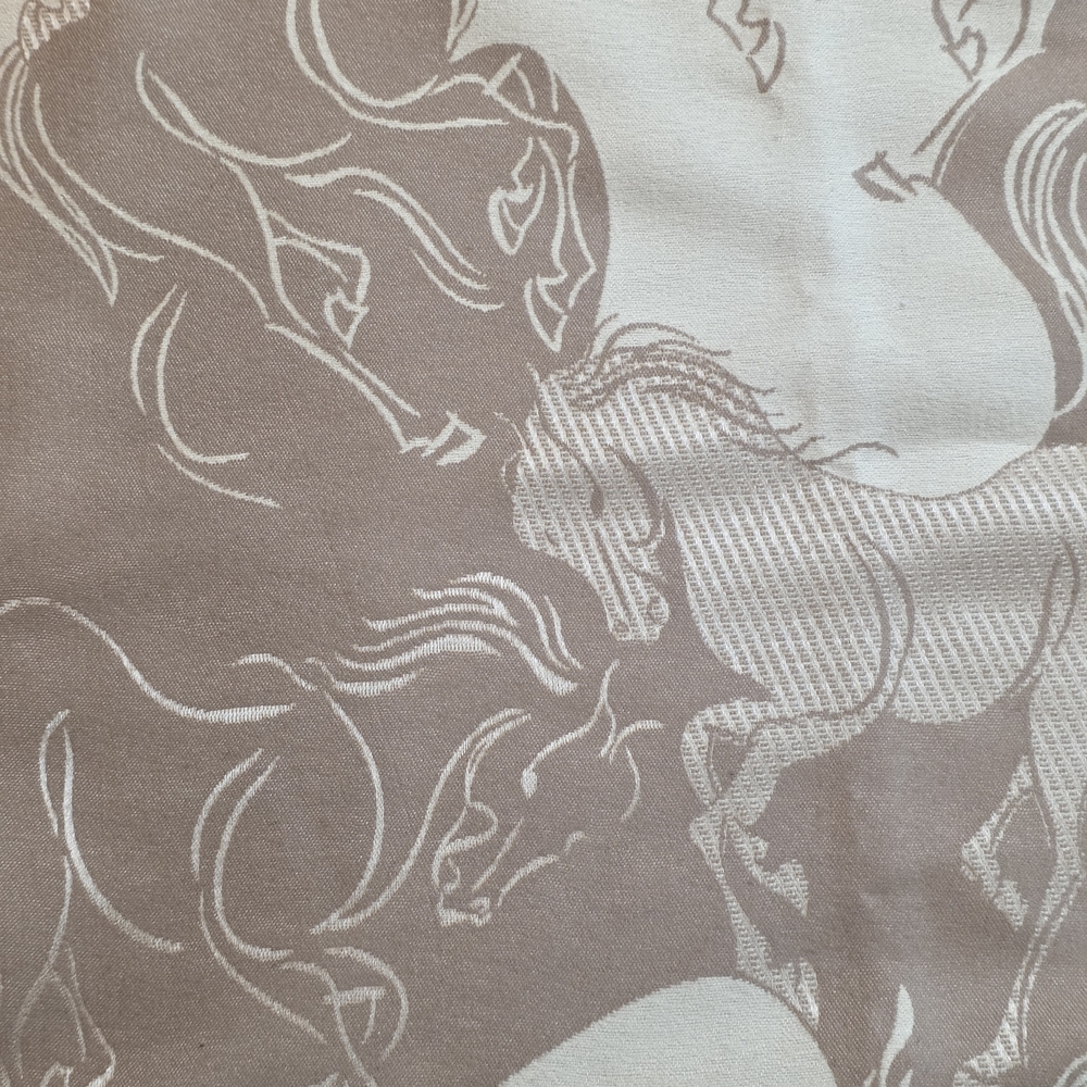 Equestrian Horse Print Scarf in Taupe and Cream - Picture 2 of 5